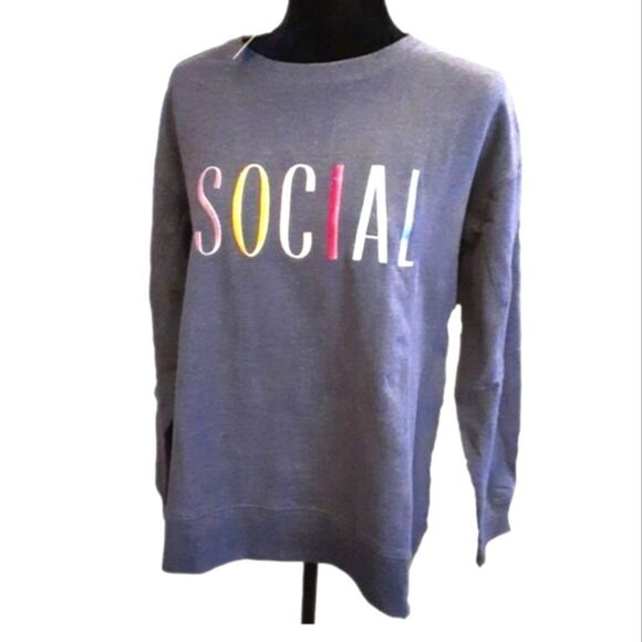 WILDFOX Top  "Social Statement" Women's Crewneck Sweatshirt Sz‎ M/L NWT - Picture 1 of 7